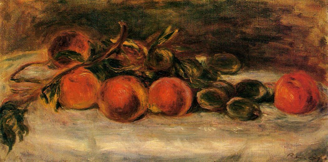 Still Life with Peaches and Chestnuts - Pierre-Auguste Renoir painting on canvas